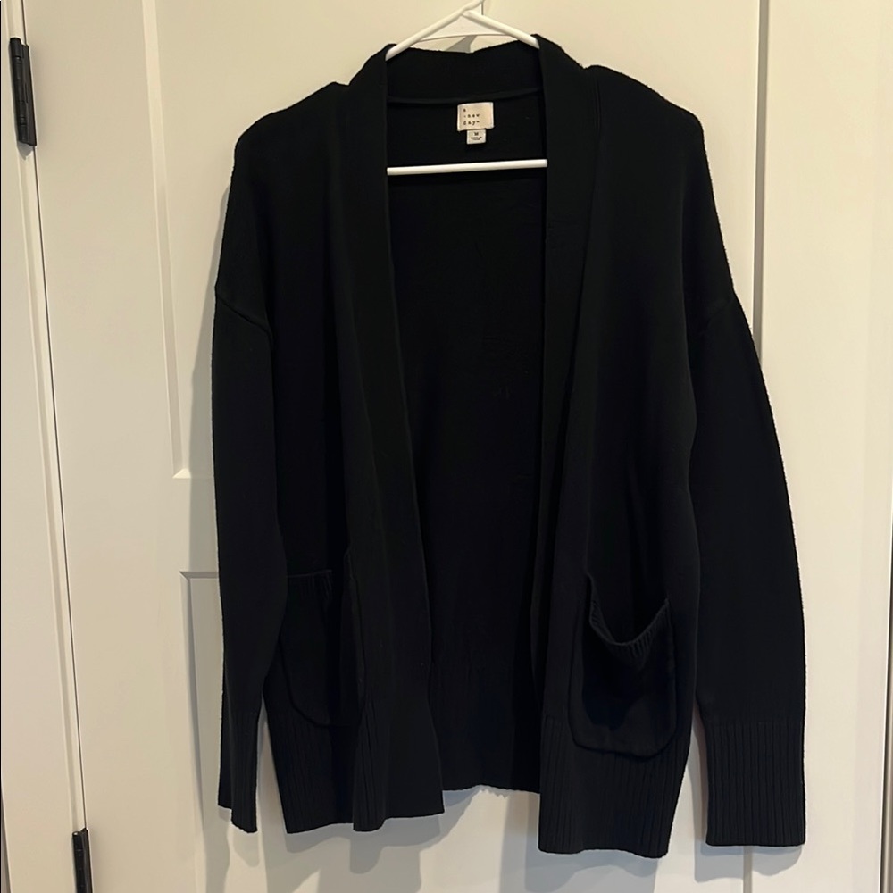 a new day Black Cardigan Sweater Open Front